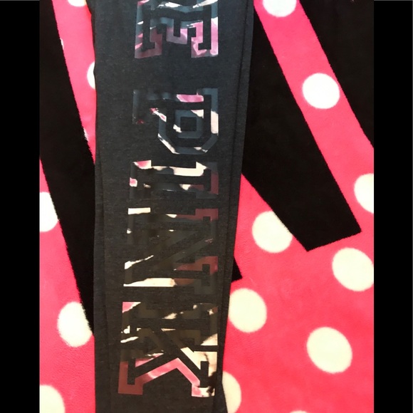 💗VS PINK GREY PURPLE TIE DYE LOGO LEGGINGS - Picture 7 of 14